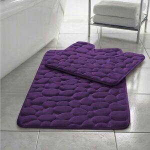 Kampala Hill - Pebbles Non- Slip Memory Foam Bath Mat/ Toilet Mat Set Plum Kampala Hill - Pebbles Non- Slip Memory Foam Bath Mat/ Toilet Mat Set Plum