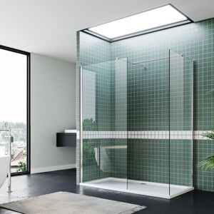 Walk in Shower Door 8mm Tempered Glass Shower Cabin with Side Panel Screen 760mm & 700mm + Shower Tray 1400x800mm + Free Waste Trap Cover - Elegant Walk in Shower Door 8mm Tempered Glass Shower Cabin with Side Panel Screen 760mm & 700mm + Shower Tray 1400x800mm + Free Waste Trap Cover - Elegant