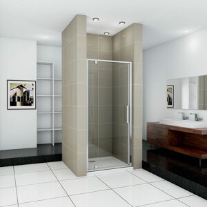 AICA SANITAIRE Aica Frame Pivot Shower Door 1000x1850mm Single Door Shower Bath Enclosure Chrome + 1000x760mm Tray Waste AICA SANITAIRE Aica Frame Pivot Shower Door 1000x1850mm Single Door Shower Bath Enclosure Chrome + 1000x760mm Tray Waste