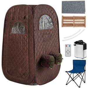 Costway - Portable Steam Sauna Tent 1 or 2 People Sauna Tent Foldable Chair-Coffee Costway - Portable Steam Sauna Tent 1 or 2 People Sauna Tent Foldable Chair-Coffee