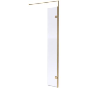 Nuie - Wet Room Hinged Return Panel 1850mm High x 300mm Wide 8mm Glass - Brushed Brass Nuie - Wet Room Hinged Return Panel 1850mm High x 300mm Wide 8mm Glass - Brushed Brass