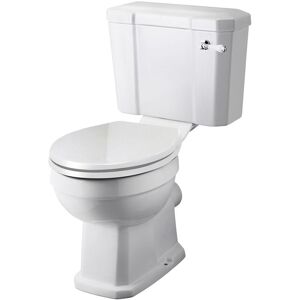 Milano Richmond White Ceramic Close Coupled Bathroom Toilet Pan WC and Cistern with Chrome and White Flush Lever Handle and Soft Close Seat Milano Richmond White Ceramic Close Coupled Bathroom Toilet Pan WC and Cistern with Chrome and White Flush Lever Handle and Soft Close Seat