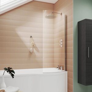 Nuie - Curved P-Shaped Hinged Bath Screen 1433mm h x 715mm w - 6mm Glass Nuie - Curved P-Shaped Hinged Bath Screen 1433mm h x 715mm w - 6mm Glass