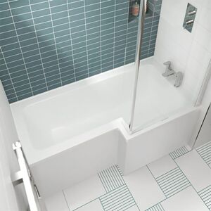 Square L-Shaped Shower Bath 1600mm x 700mm/850mm - Right Handed (inc Leg Set) - Nuie Square L-Shaped Shower Bath 1600mm x 700mm/850mm - Right Handed (inc Leg Set) - Nuie