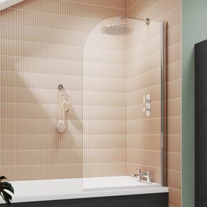 Nuie - Pacific Polished Chrome Profile Round Top Hinged Bath Screen 1430mm h x 790mm w - 6mm Glass Nuie - Pacific Polished Chrome Profile Round Top Hinged Bath Screen 1430mm h x 790mm w - 6mm Glass