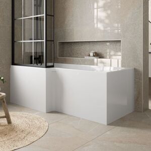 Nuie - l Shaped Shower Bath Front Side Panel Modern Bathroom White Gloss mdf 1700mm Nuie - l Shaped Shower Bath Front Side Panel Modern Bathroom White Gloss mdf 1700mm