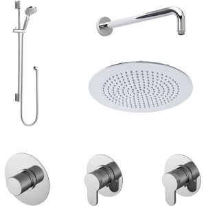 Balterley - 2 Outlet Concealed Valves Shower Bundle with Slide Rail Kit, Wall Mount Arm & Head - Chrome Balterley - 2 Outlet Concealed Valves Shower Bundle with Slide Rail Kit, Wall Mount Arm & Head - Chrome