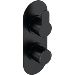Pride Contemporary Bathroom Concealed Round Twin Thermostatic Shower Valve, 215mm, Matt Black Finish - Luxury Fitting by Balterley Pride Contemporary Bathroom Concealed Round Twin Thermostatic Shower Valve, 215mm, Matt Black Finish - Luxury Fitting by Balterley