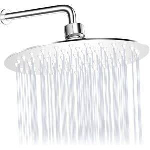 Aougo - Rainfall Shower Head, 20cm Round 304 Stainless Steel Shower Head With Anti-blocking Silica Gel Aougo - Rainfall Shower Head, 20cm Round 304 Stainless Steel Shower Head With Anti-blocking Silica Gel