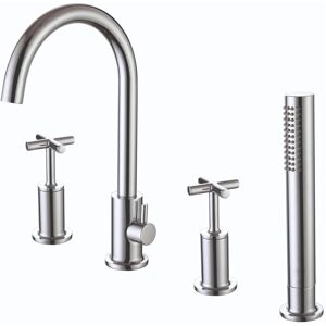 Rak Ceramics - rak Ella 4-Hole Bath Shower Mixer Tap Pillar Mounted - Chrome Rak Ceramics - rak Ella 4-Hole Bath Shower Mixer Tap Pillar Mounted - Chrome