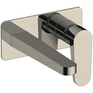 Rak Ceramics - rak Ischia Wall Mounted Basin Mixer Tap with Back Plate - Brushed Nickel Rak Ceramics - rak Ischia Wall Mounted Basin Mixer Tap with Back Plate - Brushed Nickel