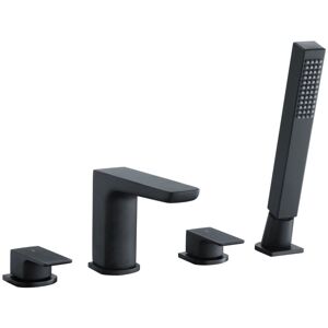 Rak Ceramics - rak Moon Black Deck Mounted 4 Tap Hole Bath Shower Mixer Tap - RAKMOO3013B Rak Ceramics - rak Moon Black Deck Mounted 4 Tap Hole Bath Shower Mixer Tap - RAKMOO3013B