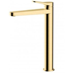 Rak Ceramics - rak Petit Round Tall Basin Mixer Tap Without Waste - Brushed Gold Rak Ceramics - rak Petit Round Tall Basin Mixer Tap Without Waste - Brushed Gold