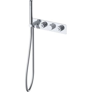 RAK CERAMICS RAK Prima Tech Concealed Horizontal Thermostatic Dual Control Shower Valve with Hand Shower and Back Plate - RAKPRT3026 RAK CERAMICS RAK Prima Tech Concealed Horizontal Thermostatic Dual Control Shower Valve with Hand Shower and Back Plate - RAKPRT3026