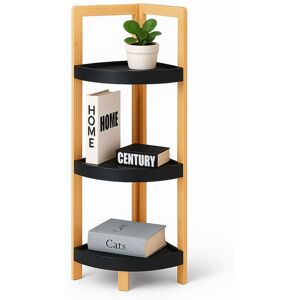 Relaxdays Bamboo Corner Shelf, 3 semi-circular shelves, HWD: 77x23x23 cm, space-saving for bathroom, natural/black Relaxdays Bamboo Corner Shelf, 3 semi-circular shelves, HWD: 77x23x23 cm, space-saving for bathroom, natural/black