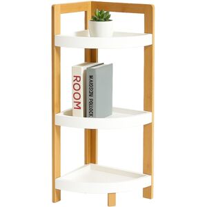Relaxdays Bamboo Corner Shelf, 3 Half-Round Shelves, 77x23x23cm, Space-Saving Storage for Bath & Kitchen, Natural/White Relaxdays Bamboo Corner Shelf, 3 Half-Round Shelves, 77x23x23cm, Space-Saving Storage for Bath & Kitchen, Natural/White