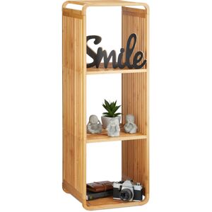 Relaxdays Bamboo Shelf, Rounded Slim Bathroom Rack with Tiers, Square, HWD: 96x33x33 cm, Natural Relaxdays Bamboo Shelf, Rounded Slim Bathroom Rack with Tiers, Square, HWD: 96x33x33 cm, Natural