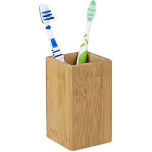 Relaxdays - Bamboo Square Toothbrush Holder, Natural Design, Size: 11.5 x 6.5 x 6.5 cm, Natural Relaxdays - Bamboo Square Toothbrush Holder, Natural Design, Size: 11.5 x 6.5 x 6.5 cm, Natural