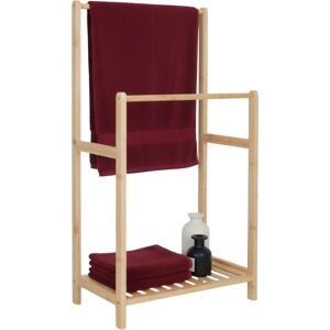 Relaxdays bamboo towel holder, 2 bars, with shelf, HWD: 77.5 x 42 x 24 cm, freestanding, bath rack, natural Relaxdays bamboo towel holder, 2 bars, with shelf, HWD: 77.5 x 42 x 24 cm, freestanding, bath rack, natural