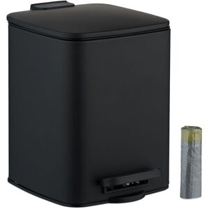 Relaxdays - Bathroom Pedal Bin, 6 Litres, Soft-Close Lid, Removable Inner Bucket, Metal, Sanitary Waste, Toilet, Black Relaxdays - Bathroom Pedal Bin, 6 Litres, Soft-Close Lid, Removable Inner Bucket, Metal, Sanitary Waste, Toilet, Black