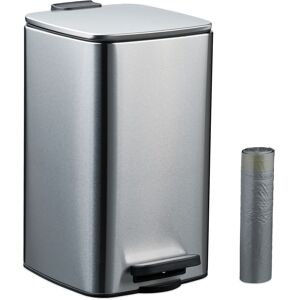 Relaxdays - Bathroom Pedal Bin, 8 Litres, Soft-Close Lid, Removable Inner Bucket, Metal, Sanitary Waste, Toilet, Silver Relaxdays - Bathroom Pedal Bin, 8 Litres, Soft-Close Lid, Removable Inner Bucket, Metal, Sanitary Waste, Toilet, Silver