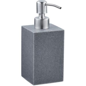 RELAXDAYS 2 x 300 ml soap dispenser, refillable, bathroom, kitchen, square design, polyresin, stainless steel pump, grey RELAXDAYS 2 x 300 ml soap dispenser, refillable, bathroom, kitchen, square design, polyresin, stainless steel pump, grey