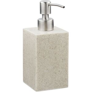 RELAXDAYS 2 x soap dispenser 300 ml, refillable, bathroom, kitchen, square dispenser, polyresin, stainless steel pump, sand RELAXDAYS 2 x soap dispenser 300 ml, refillable, bathroom, kitchen, square dispenser, polyresin, stainless steel pump, sand