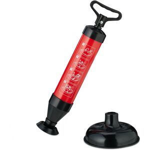 Drain Cleaner Pump, 2 Attachments for wc, Shower, Washbasin, Pressure, Chemical-free, 42 x 15 cm, Black/Red - Relaxdays Drain Cleaner Pump, 2 Attachments for wc, Shower, Washbasin, Pressure, Chemical-free, 42 x 15 cm, Black/Red - Relaxdays