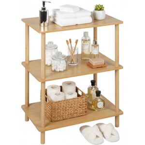 Relaxdays freestanding shelf, HxWxD: 79 x 60 x 40 cm, 3-tier, MDF & bamboo, for bathroom, living room, kitchen, natural Relaxdays freestanding shelf, HxWxD: 79 x 60 x 40 cm, 3-tier, MDF & bamboo, for bathroom, living room, kitchen, natural