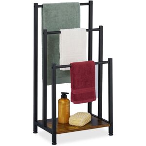 Relaxdays - Towel Rack with Shelf, 3 Bars, hwd: 80 x 40 x 28 cm, Freestanding Rails, Bathroom Airer Stand, Brown/Black Relaxdays - Towel Rack with Shelf, 3 Bars, hwd: 80 x 40 x 28 cm, Freestanding Rails, Bathroom Airer Stand, Brown/Black