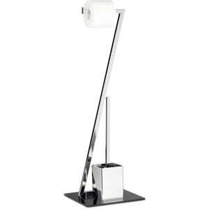 Relaxdays - Toilet Paper Holder glass h x w x d: 77 x 25 x 25 cm, Glass and Metal, Silver and Black Relaxdays - Toilet Paper Holder glass h x w x d: 77 x 25 x 25 cm, Glass and Metal, Silver and Black