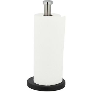 Relaxdays - Kitchen Roll Holder, Stable Standing, Stainless Steel, Paper Towel Counter Stand, HxØ: 33x15 cm, Silver/Black Relaxdays - Kitchen Roll Holder, Stable Standing, Stainless Steel, Paper Towel Counter Stand, HxØ: 33x15 cm, Silver/Black