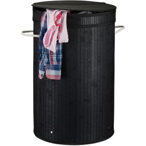 Relaxdays - Lidded Laundry Hamper, Round Clothes Sorter, 65 Litres, xxl Stand, Black Relaxdays - Lidded Laundry Hamper, Round Clothes Sorter, 65 Litres, xxl Stand, Black