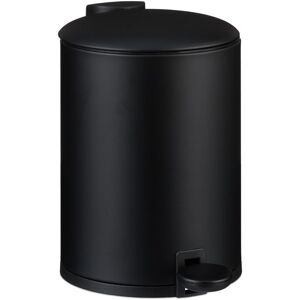Relaxdays - Bathroom Waste Bin, 3L, Round, Soft-Close Cosmetics Trash Can, Matt Finish, Removable Inner Bin, Pedal, Black Relaxdays - Bathroom Waste Bin, 3L, Round, Soft-Close Cosmetics Trash Can, Matt Finish, Removable Inner Bin, Pedal, Black
