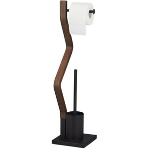 Relaxdays - wc Set, Toilet Paper Holder, Upright Stand, Bathroom Brush and Holder, hwd: 75 x 18.5 x 18.5 cm, Black/Brown Relaxdays - wc Set, Toilet Paper Holder, Upright Stand, Bathroom Brush and Holder, hwd: 75 x 18.5 x 18.5 cm, Black/Brown