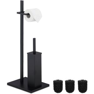Wc Accessory Set, Standing Toilet Paper & Brush Holder, incl. 3 Replacement Heads, 72.5 x 27.5 x 21.5cm, Black - Relaxdays Wc Accessory Set, Standing Toilet Paper & Brush Holder, incl. 3 Replacement Heads, 72.5 x 27.5 x 21.5cm, Black - Relaxdays
