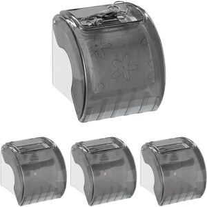 Set of 4 Relaxdays Toilet Paper Holders with Shelf & Cover, Plastic, HxWxD: 15 x 13.5 x 15 cm, Grey/White Set of 4 Relaxdays Toilet Paper Holders with Shelf & Cover, Plastic, HxWxD: 15 x 13.5 x 15 cm, Grey/White