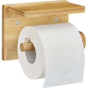 Toilet Roll Holder, Wall Shelf, Phone Holder, Bathroom, Wooden, Storage, HxWxD: 12x16x10.3 cm, Natural - Relaxdays Toilet Roll Holder, Wall Shelf, Phone Holder, Bathroom, Wooden, Storage, HxWxD: 12x16x10.3 cm, Natural - Relaxdays