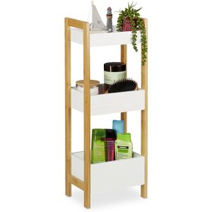 Relaxdays - Bathroom Shelf with 3 Baskets, Free-Standing Storage, Bamboo & mdf, HxWxD: 74.5 x 28 x 20 cm, Natural/White Relaxdays - Bathroom Shelf with 3 Baskets, Free-Standing Storage, Bamboo & mdf, HxWxD: 74.5 x 28 x 20 cm, Natural/White