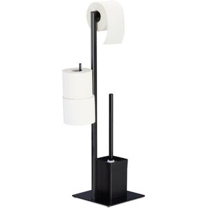 Wc Set with Paper Roll Stand, Toilet Brush & Holder, Bathroom Accessories, HxWxD: 72 x 25 x 20 cm, Black - Relaxdays Wc Set with Paper Roll Stand, Toilet Brush & Holder, Bathroom Accessories, HxWxD: 72 x 25 x 20 cm, Black - Relaxdays