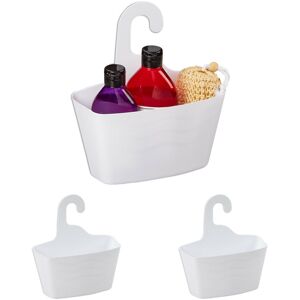 Relaxdays - Set of 3 Shower Basket for Hanging, No Drilling, Plastic, Bathroom Caddy, Shelf Shampoo, Gel, Organiser, White Relaxdays - Set of 3 Shower Basket for Hanging, No Drilling, Plastic, Bathroom Caddy, Shelf Shampoo, Gel, Organiser, White