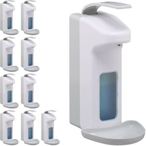 Relaxdays Set of 10 Soap Dispensers, 1000 ml, Drip Tray, Lever, Sanitizer Container, Wall-Mount, Hygienic, White Relaxdays Set of 10 Soap Dispensers, 1000 ml, Drip Tray, Lever, Sanitizer Container, Wall-Mount, Hygienic, White