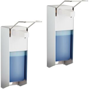 Relaxdays Set of 2 Soap Dispensers, 1000 ml, Lever, Sanitiser Container, Wall-Mount, Hygienic, Disinfectant, Silver Relaxdays Set of 2 Soap Dispensers, 1000 ml, Lever, Sanitiser Container, Wall-Mount, Hygienic, Disinfectant, Silver