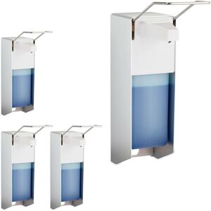 Relaxdays Set of 4 Soap Dispensers, 1000 ml, Lever, Sanitiser Container, Wall-Mount, Hygienic, Disinfectant, Silver Relaxdays Set of 4 Soap Dispensers, 1000 ml, Lever, Sanitiser Container, Wall-Mount, Hygienic, Disinfectant, Silver