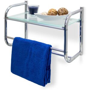 Relaxdays - Stainless Steel Wall Shelf with Towel Rail and Glass Shelf (34 x 45 x 23 cm) Bathroom Shelf with 2 Towel Rails Modern Style Glass & Relaxdays - Stainless Steel Wall Shelf with Towel Rail and Glass Shelf (34 x 45 x 23 cm) Bathroom Shelf with 2 Towel Rails Modern Style Glass &