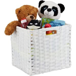 Relaxdays - 2x Folding Storage Basket, Square pp Bathroom Organiser Box, Wicker-Look Shelf Bin, 31x32x30 cm, white Relaxdays - 2x Folding Storage Basket, Square pp Bathroom Organiser Box, Wicker-Look Shelf Bin, 31x32x30 cm, white