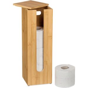 Relaxdays - Toilet Paper Holder, Bamboo, for 4 Spare Rolls, for wc, Standing Storage Cabinet, 42 x 13.5 x 13.5 cm, Natural Relaxdays - Toilet Paper Holder, Bamboo, for 4 Spare Rolls, for wc, Standing Storage Cabinet, 42 x 13.5 x 13.5 cm, Natural
