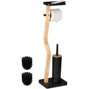 Relaxdays Toilet Roll Holder and Brush Set, 80.5 x 23 x 18 cm, Freestanding, Bathroom Accessories with Shelf, Black Relaxdays Toilet Roll Holder and Brush Set, 80.5 x 23 x 18 cm, Freestanding, Bathroom Accessories with Shelf, Black