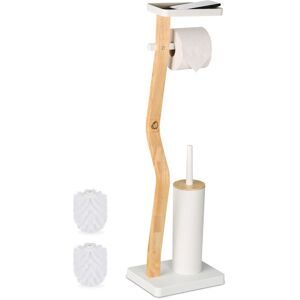 Relaxdays Toilet Roll Holder and Brush Set, 80.5 x 23 x 18 cm, Freestanding, Bathroom Accessories with Shelf, White Relaxdays Toilet Roll Holder and Brush Set, 80.5 x 23 x 18 cm, Freestanding, Bathroom Accessories with Shelf, White