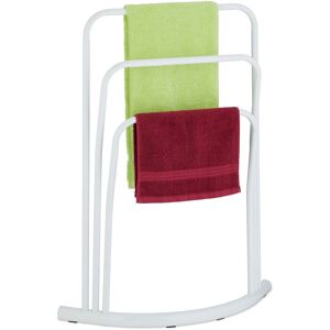 Relaxdays Towel Rack, 3 Rails, H x W x D: 86 x 66 x 21 cm, Standing Towel Holder, Metal, White Relaxdays Towel Rack, 3 Rails, H x W x D: 86 x 66 x 21 cm, Standing Towel Holder, Metal, White